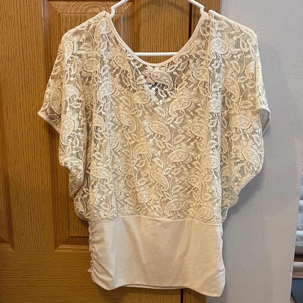 Rue21 Cream Lace Overlay Blouse